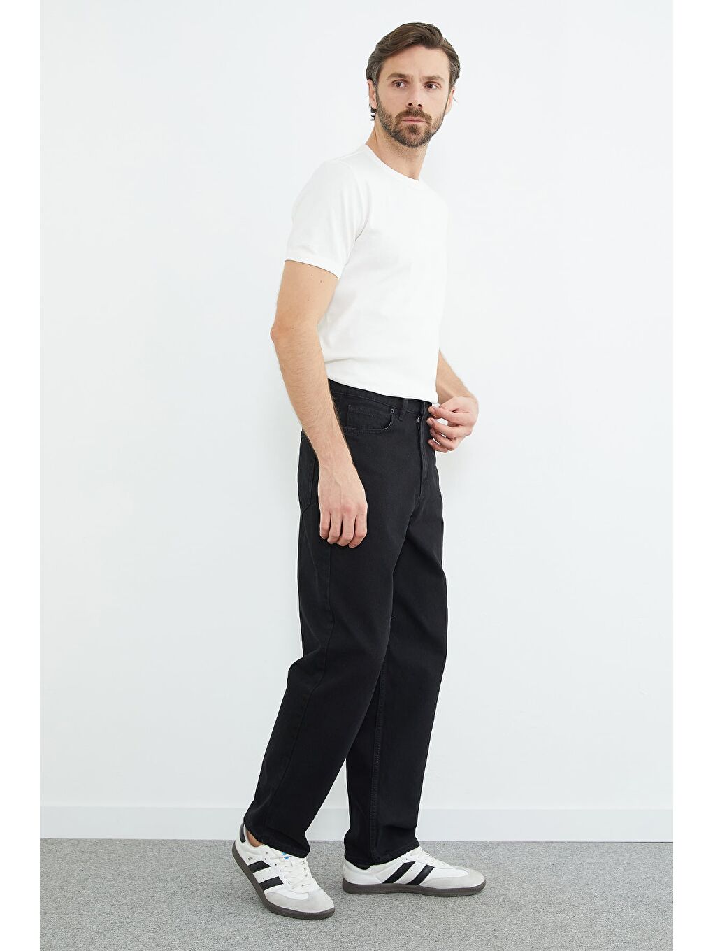 Siyah Fermuarlı Baggy Jean-4