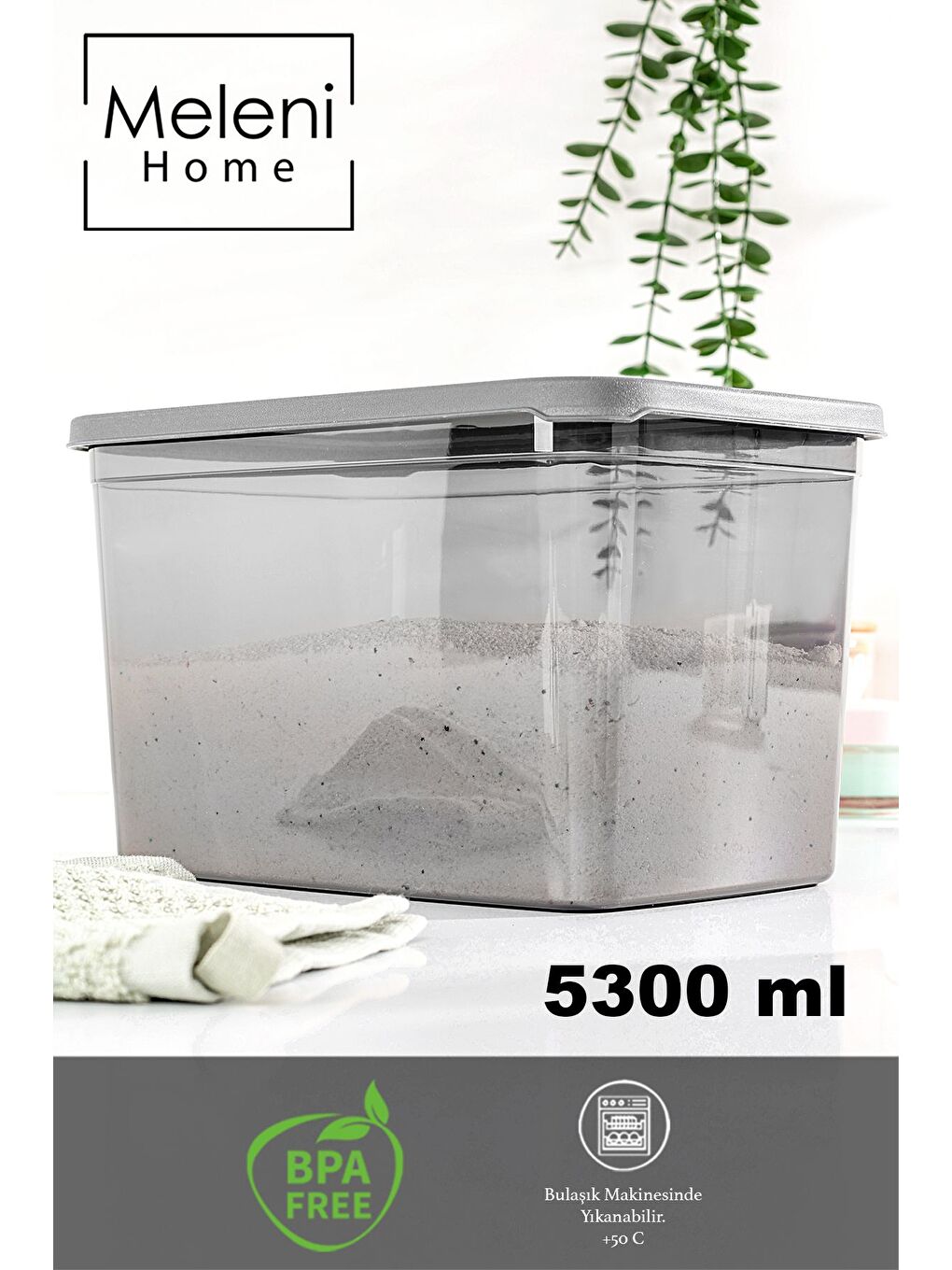 Mega Boy Deterjan Saklama Kutusu   Dikdörtgen Toz Tablet Deterjan Kutusu Antrasit-1