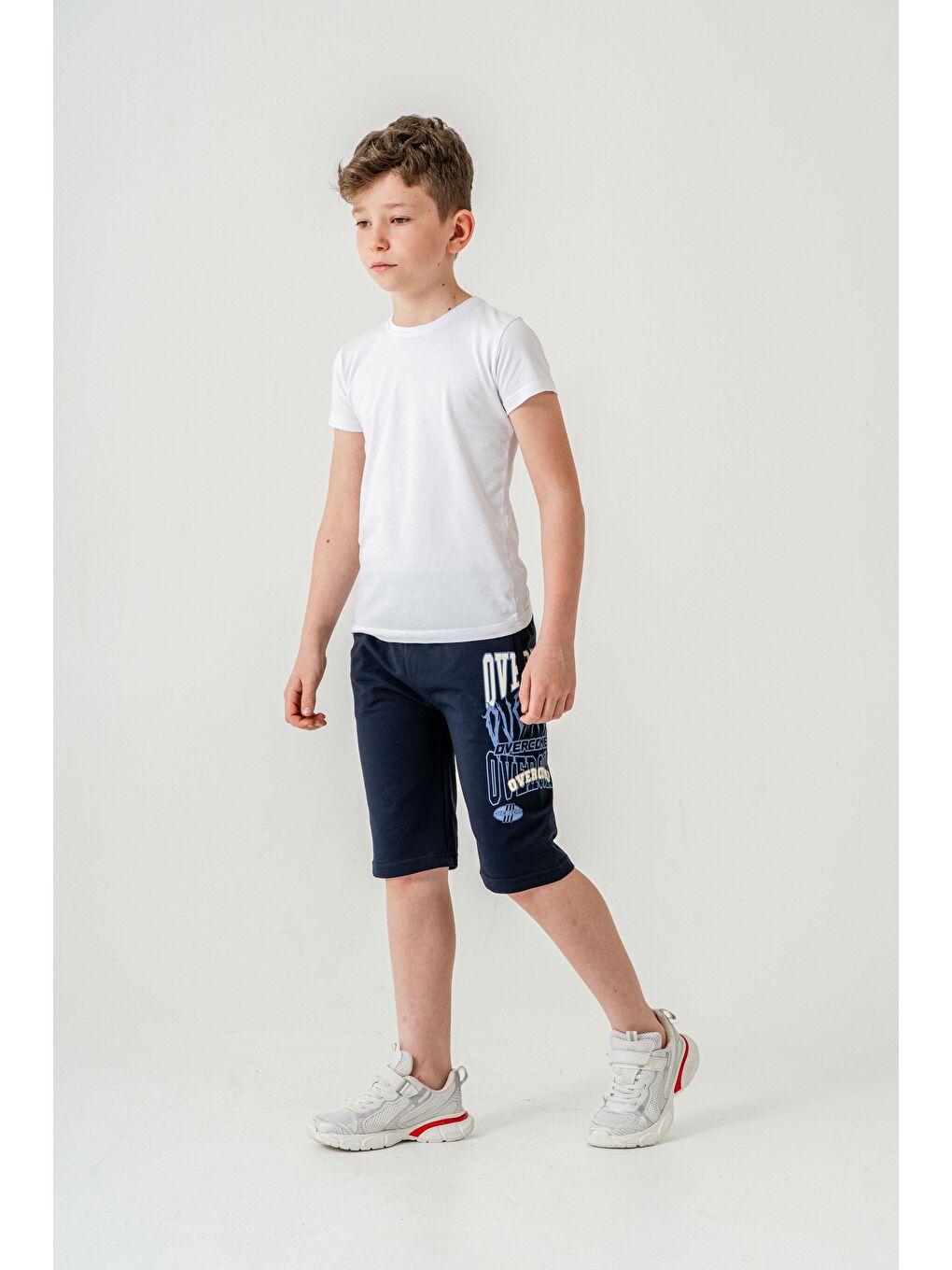 Lacivert Overcome Baskılı Cepli Erkek Çocuk Şort-2