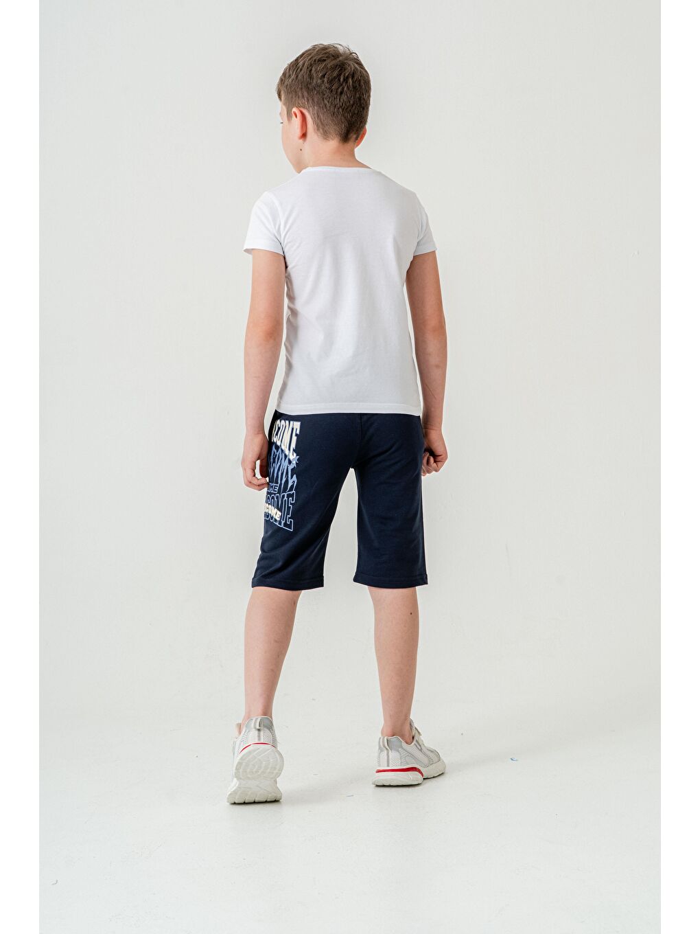 Lacivert Overcome Baskılı Cepli Erkek Çocuk Şort-6