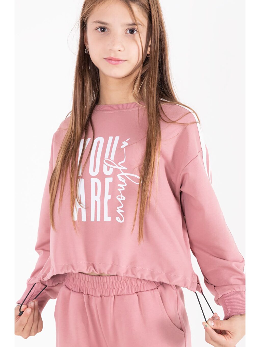 Pembe Yazı Baskılı Kargo Cep Detaylı Kız Çocuk Takım 22776-4
