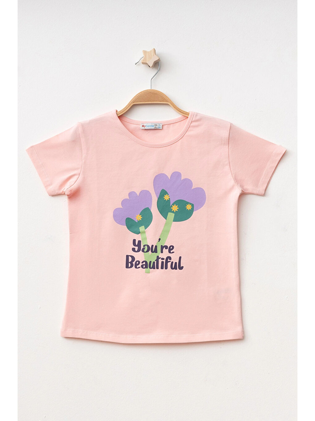Myhanne Pembe You're Beautiful Baskılı Kız Tişört 50451