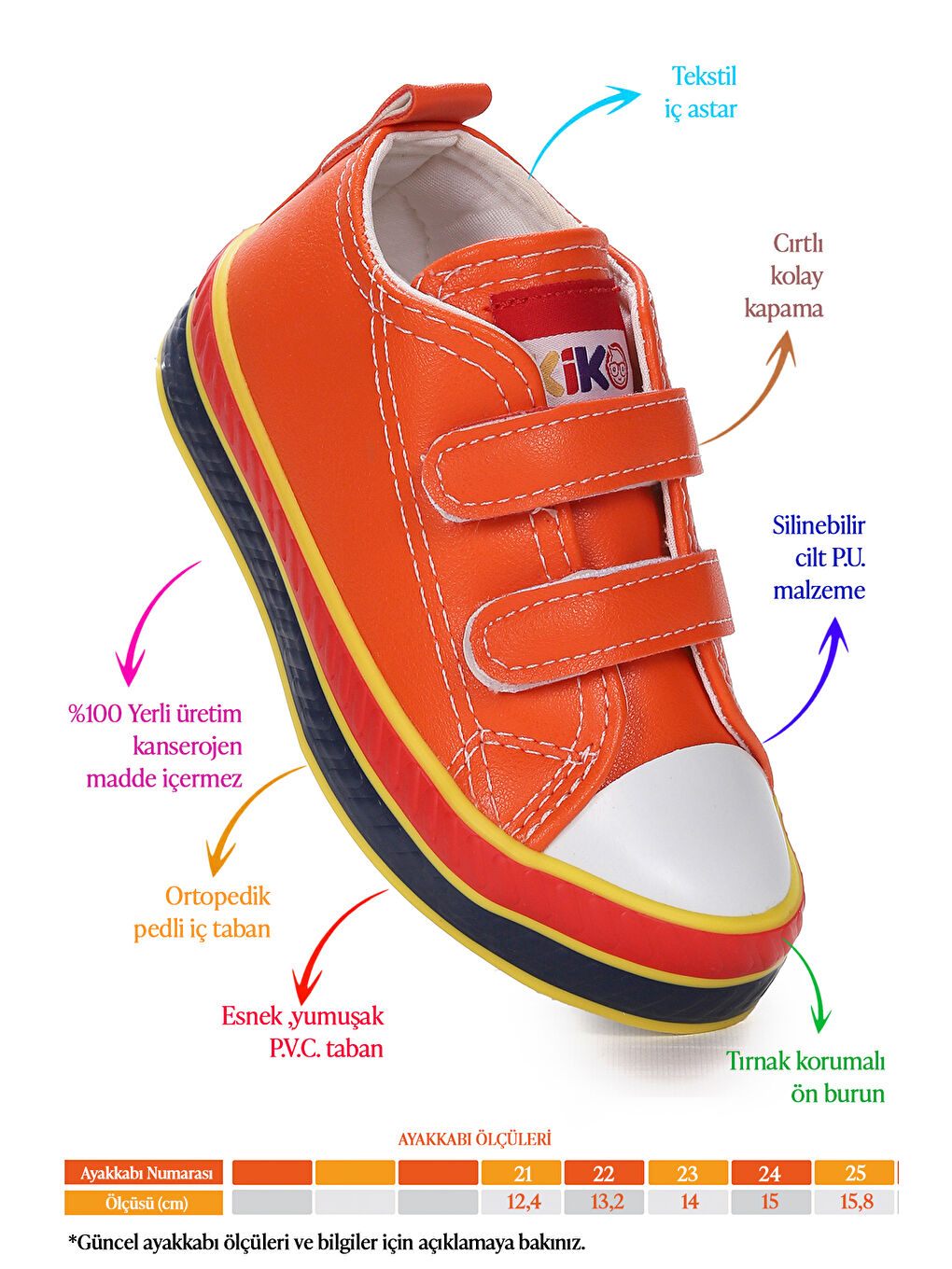 Turuncu Raka Cırtlı Erkek Bebek Günlük Spor Ayakkabı-1