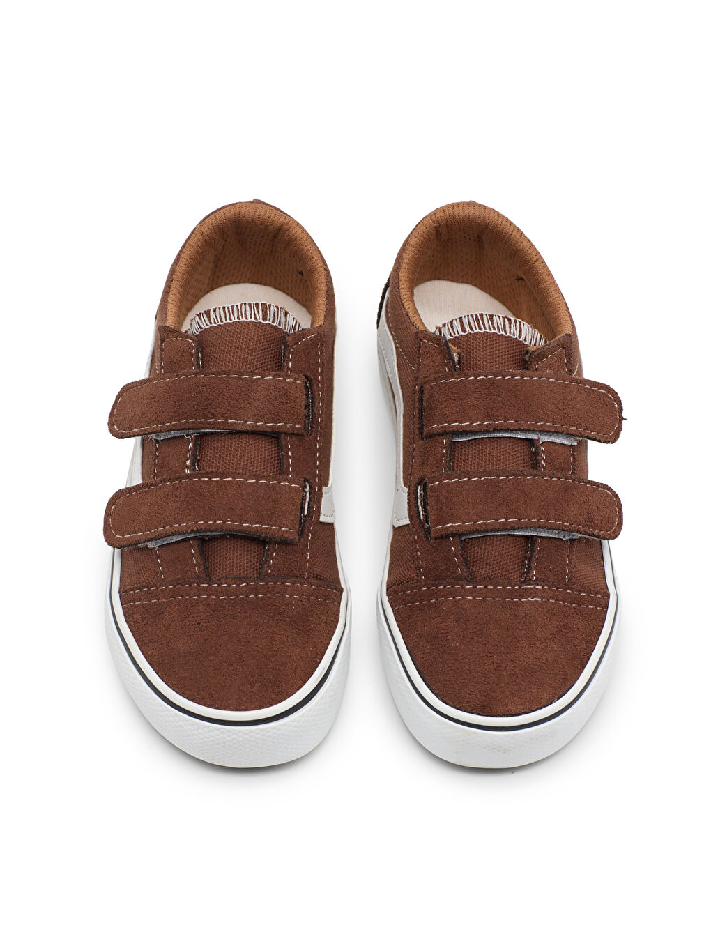 Kahverengi Çocuk Unisex Kahve Kauçuk Taban Rahat Kalıp Çift Cırtlı Ayakkabı-1
