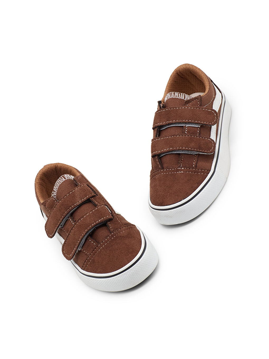 Kahverengi Çocuk Unisex Kahve Kauçuk Taban Rahat Kalıp Çift Cırtlı Ayakkabı-2