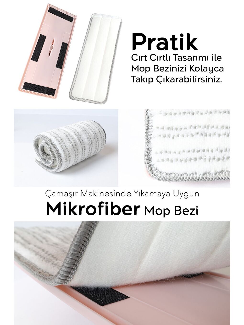 Pembe Yüzey Yer Silme Temizlik Seti Temiz Kirli Su İki Bölmeli Kova Dönebilen Tablet Mop Paspas-4