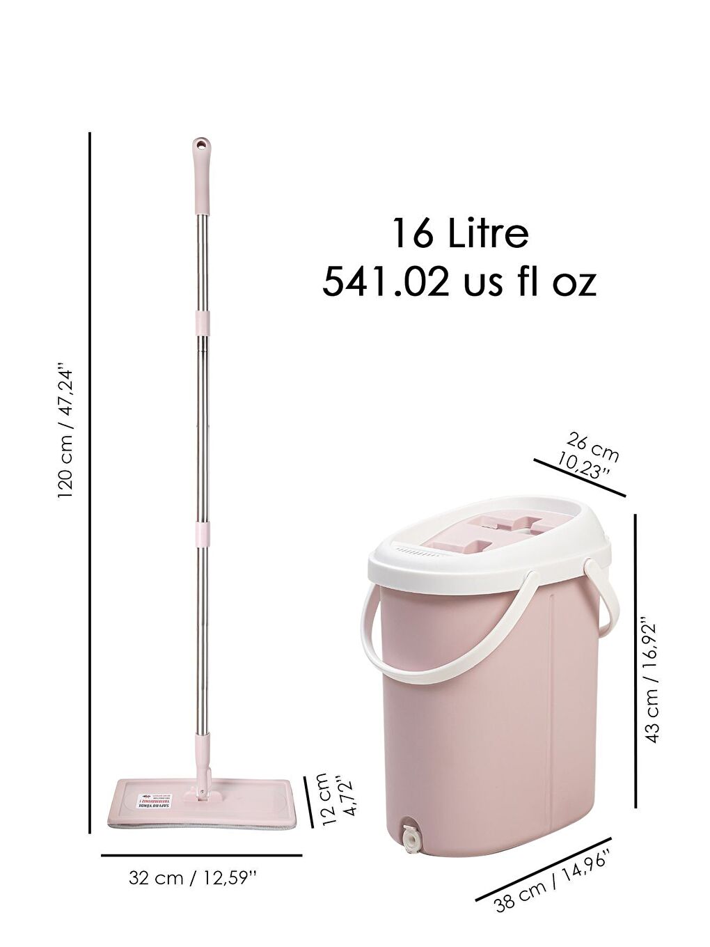 Pembe Yüzey Yer Silme Temizlik Seti Temiz Kirli Su İki Bölmeli Kova Dönebilen Tablet Mop Paspas-7