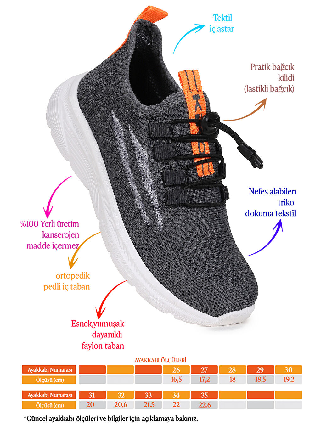 Gri Dunca Fileli Faylon Taban Erkek Çocuk Spor Ayakkabı-1
