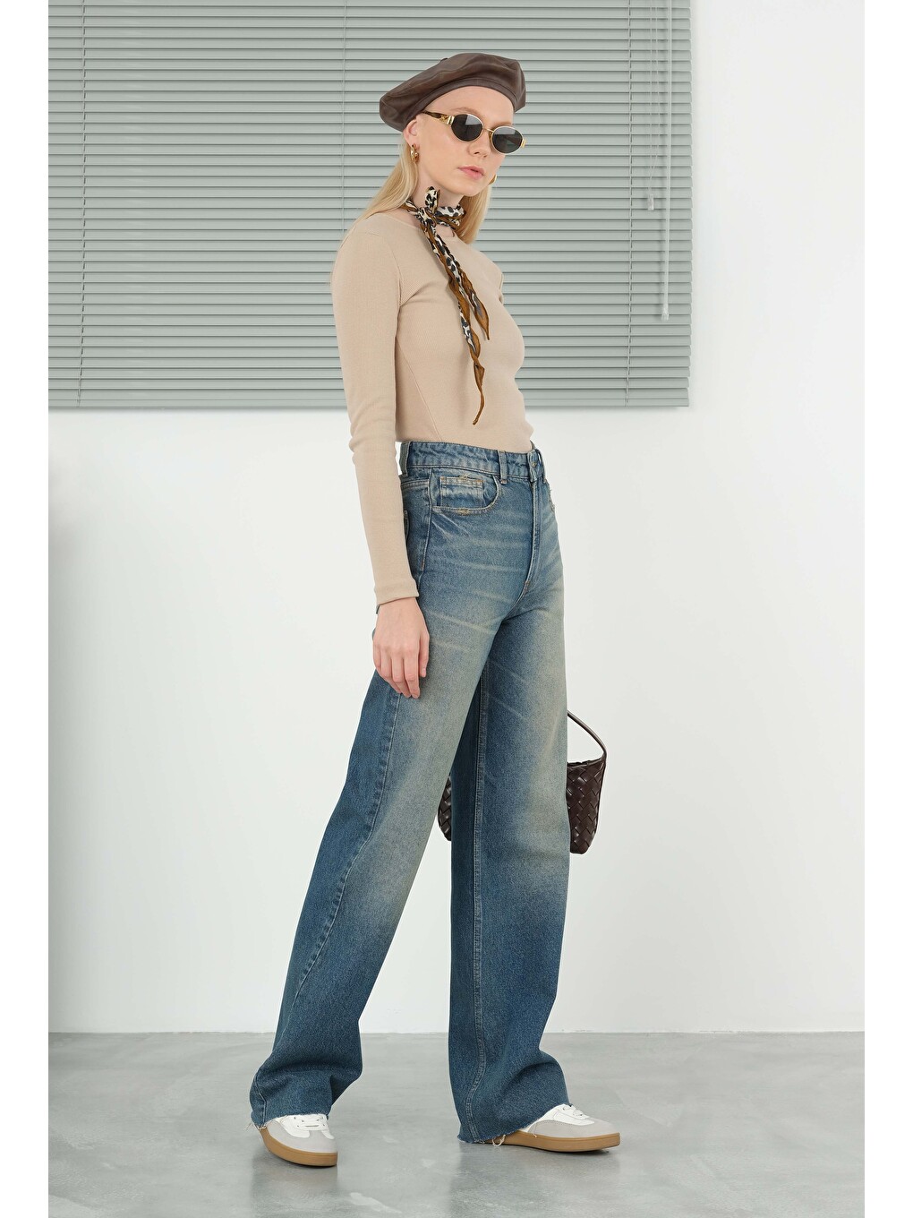 Wide Leg Jean Retro Mavi-3