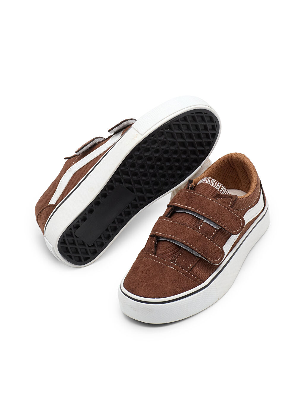 Kahverengi Çocuk Unisex Kahve Kauçuk Taban Rahat Kalıp Çift Cırtlı Ayakkabı-3