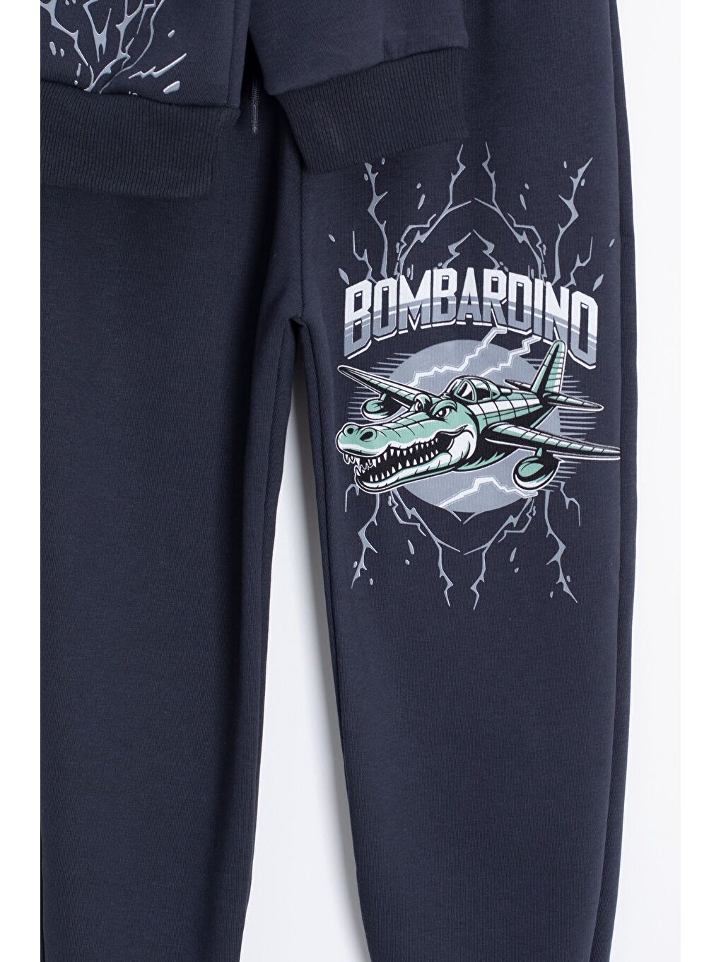 Gri Füme Erkek Çocuk Yazılı Karakter Baskılı Şardonlu Eşofman Takımı 23290-4