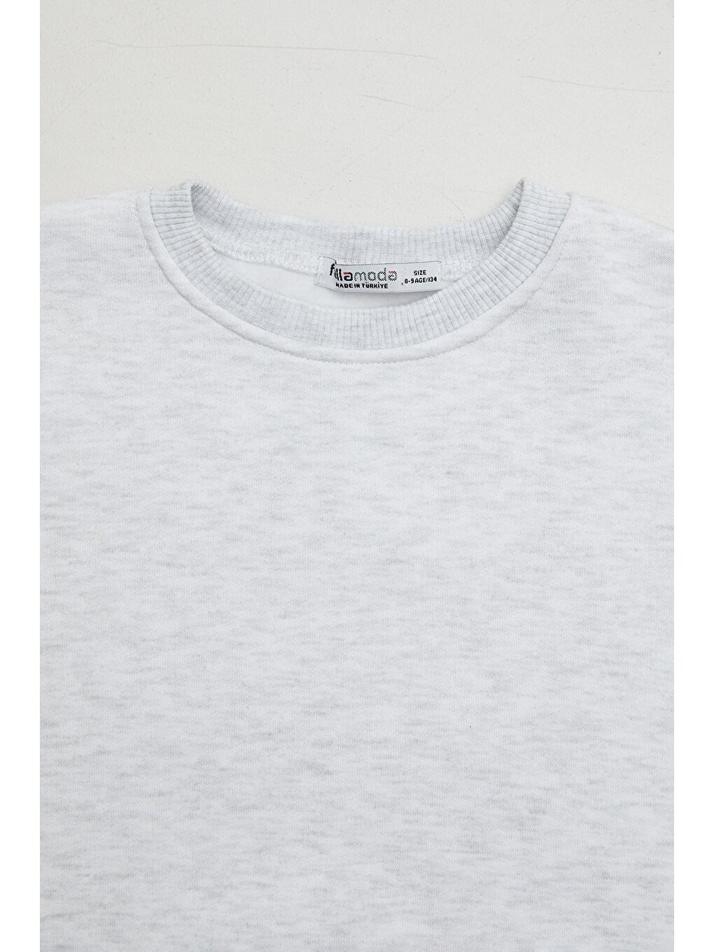 Gri 3 İplik Kolu Yazı Baskılı Kız Çocuk Sweatshirt-2