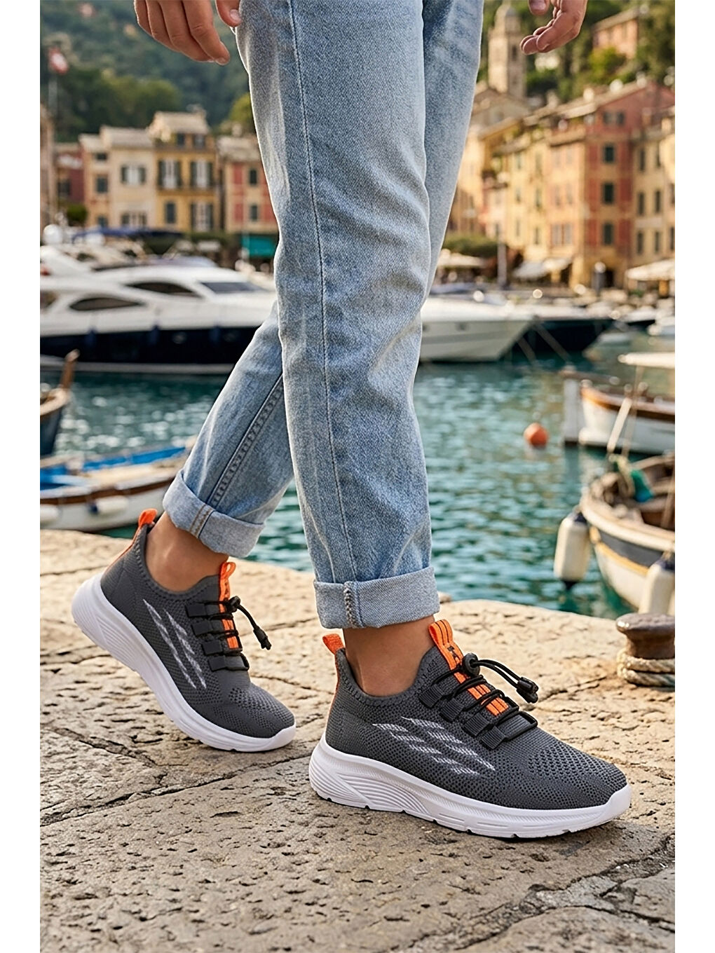 Gri Dunca Fileli Faylon Taban Erkek Çocuk Spor Ayakkabı-2