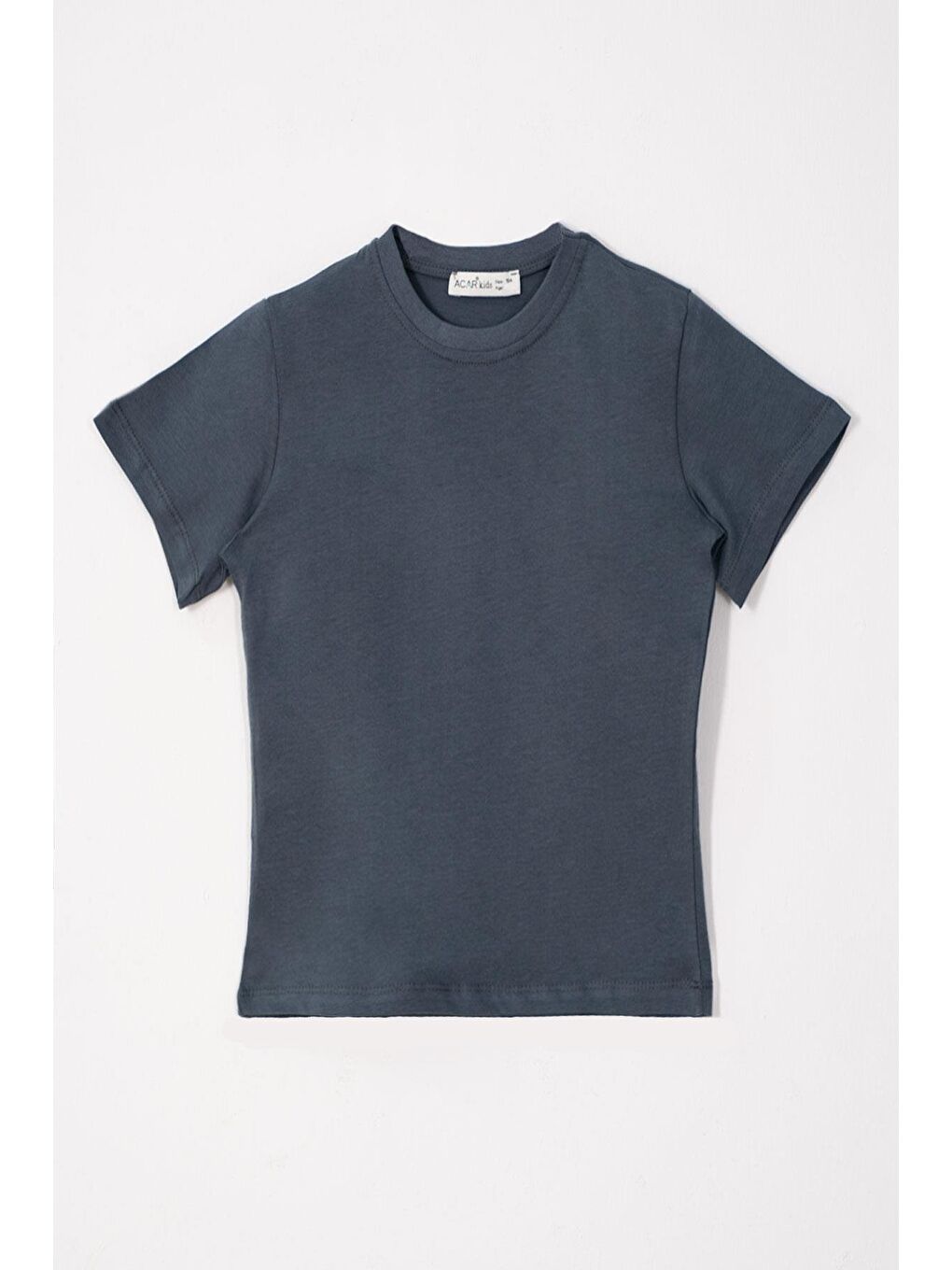 Gri Bisiklet Yaka Füme Renk Erkek Çocuk Tshirt