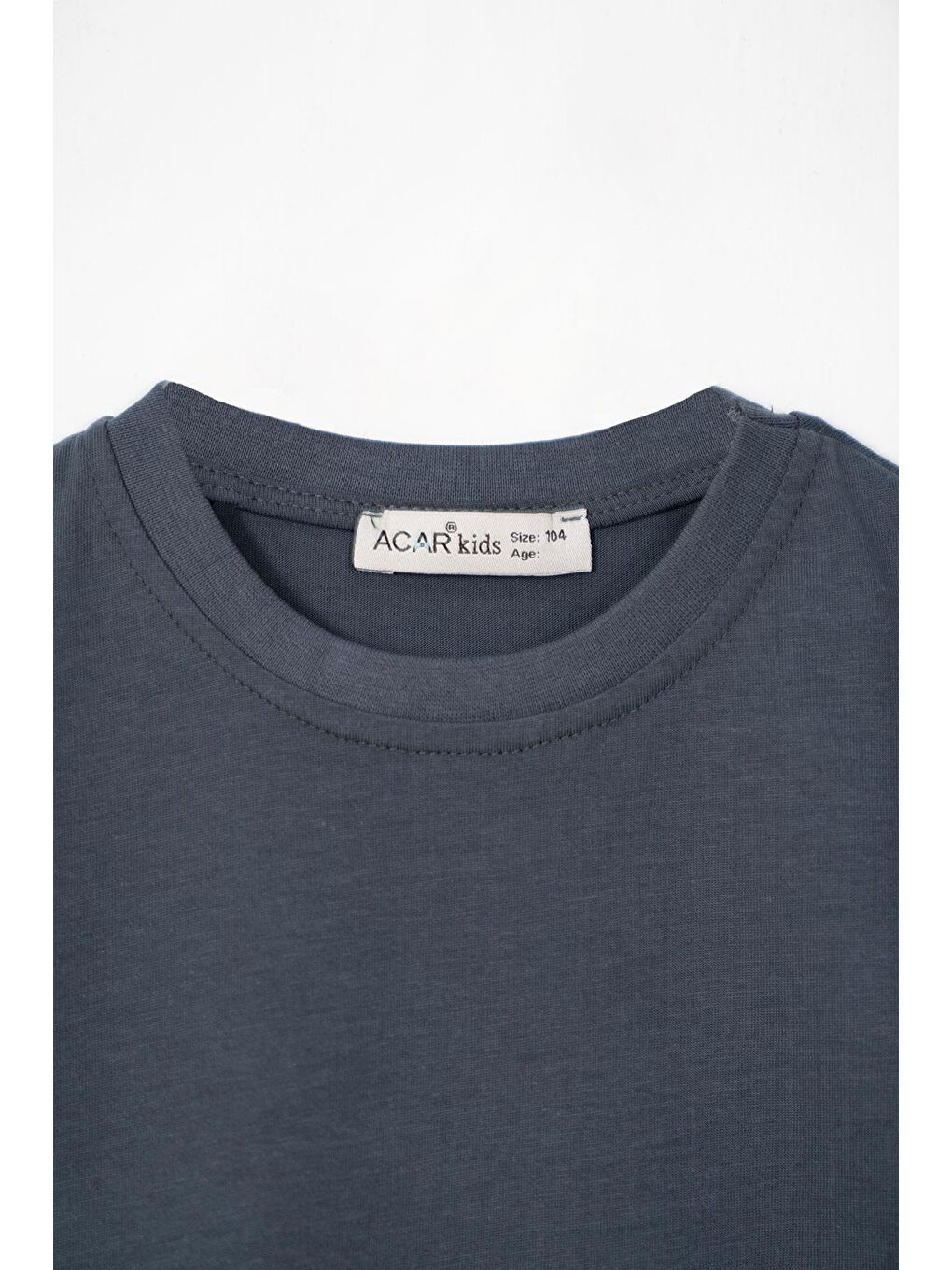 Gri Bisiklet Yaka Füme Renk Erkek Çocuk Tshirt-1