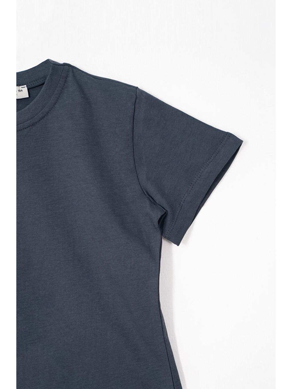 Gri Bisiklet Yaka Füme Renk Erkek Çocuk Tshirt-2