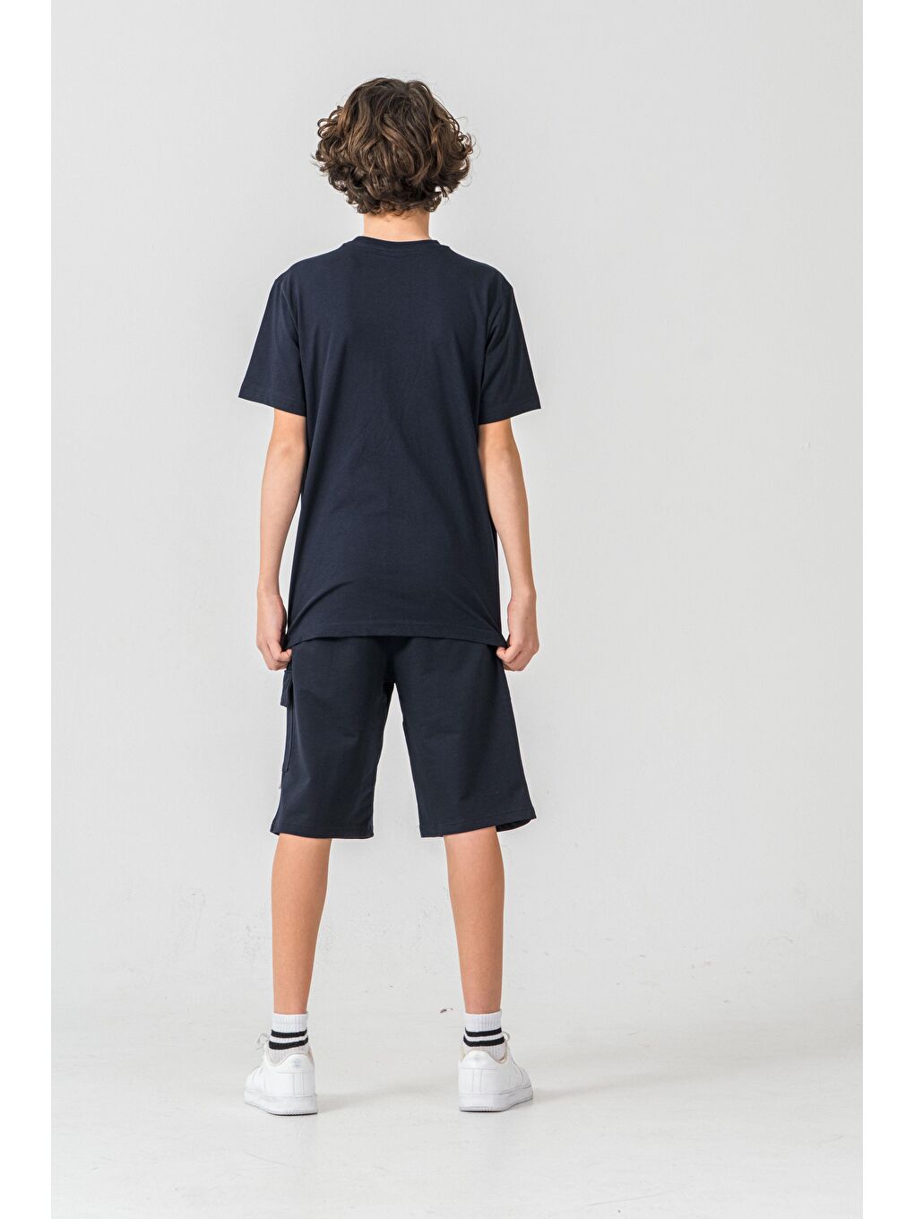 Lacivert New York City Urban 1992 League Baskılı Kargo Cepli Erkek Çocuk Şort - Tişört Takımı-3