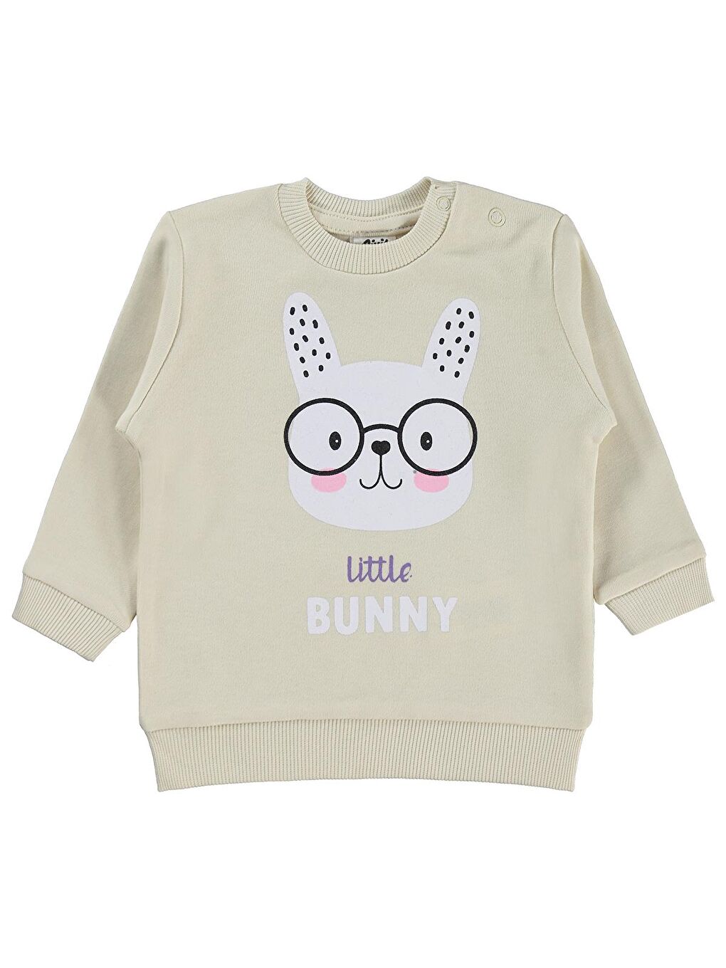 Bej Baby Little Bunny Baskılı 6-18 Ay Sweatshirt - Fil Dişi 6-9 Ay