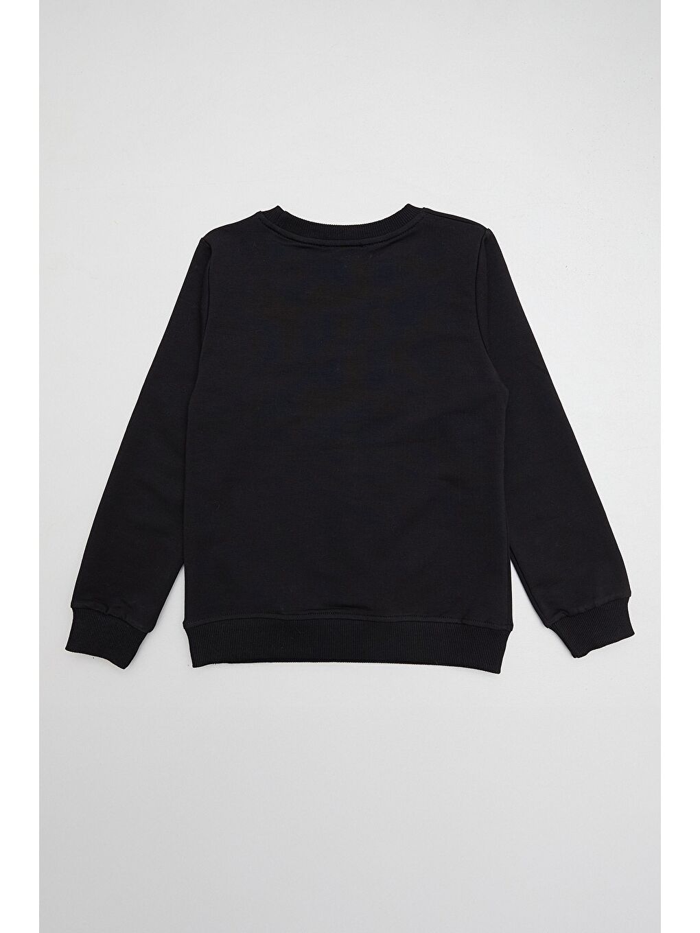 Siyah Kelebek Nakışlı Bisiklet Yaka Kız Çocuk Sweatshirt-2