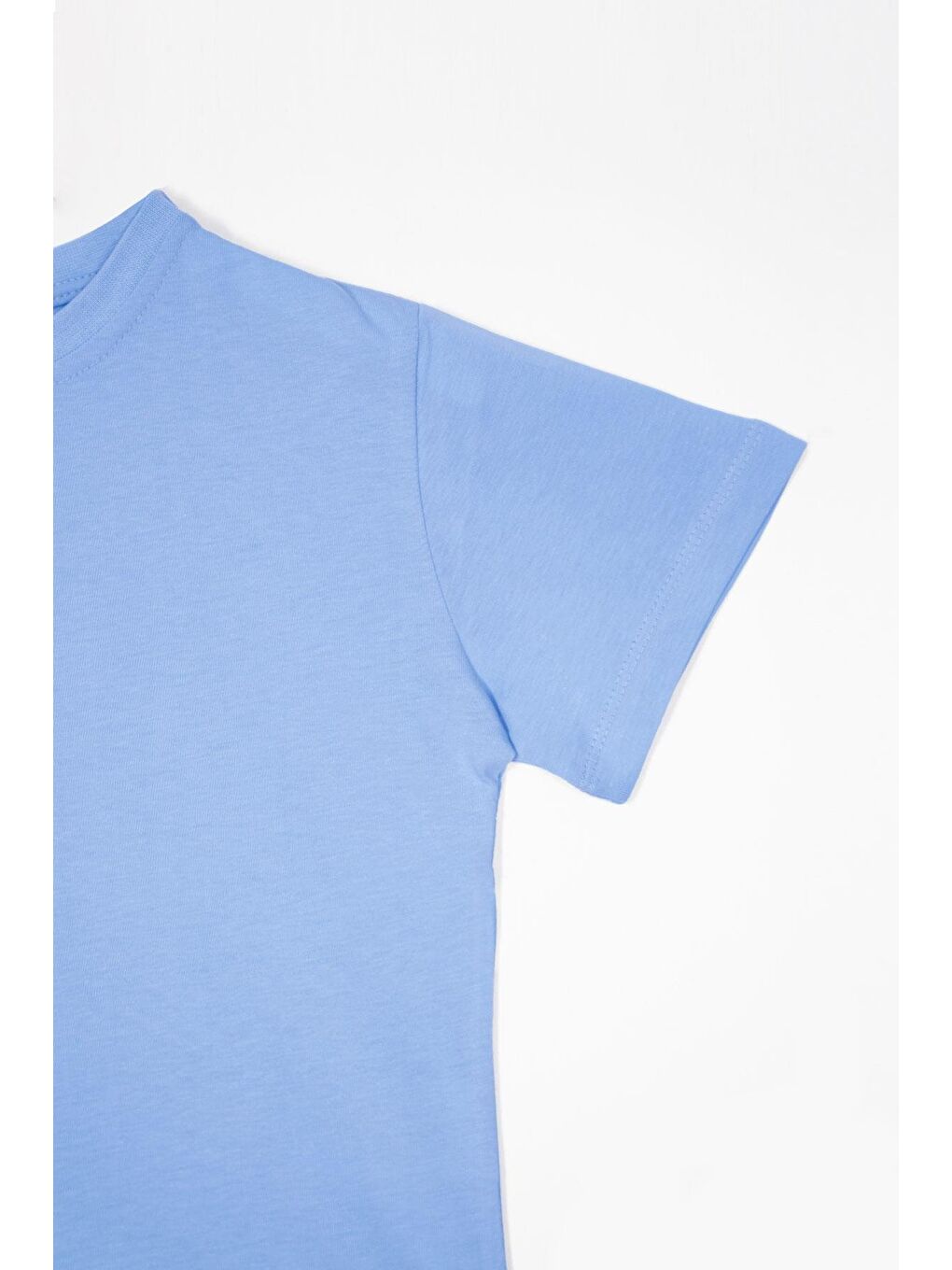 Bisiklet Yaka Açık Mavi Renk Erkek Çocuk Tshirt-3