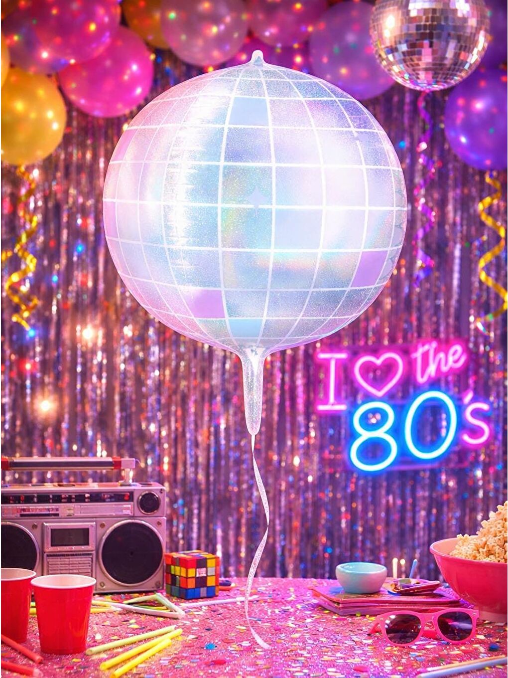 Beyaz Hologram Efektli Disko Topu Folyo Balon – Bekarlığa Veda & Doğum Günü 55 cm-1