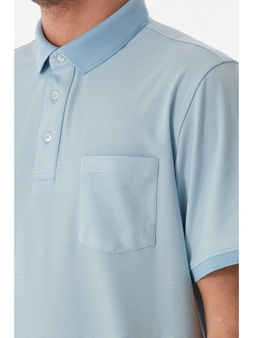 Mavi Desenli Cepli Polo Yaka Tişört-4