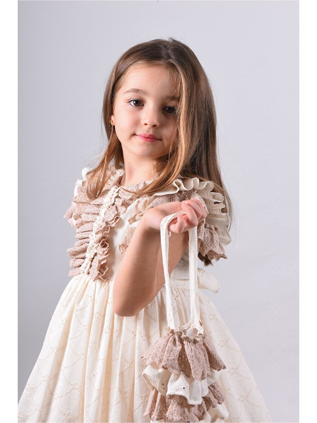 Ekru Kız Çocuk Kısa Elbise_M2326-4