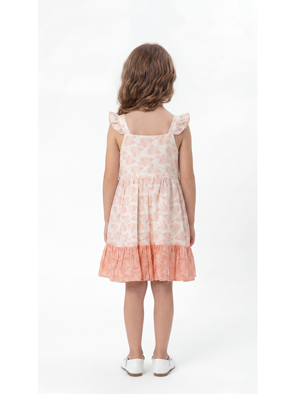 Pembe Çiçek Desenli Kız Çocuk Elbise-3