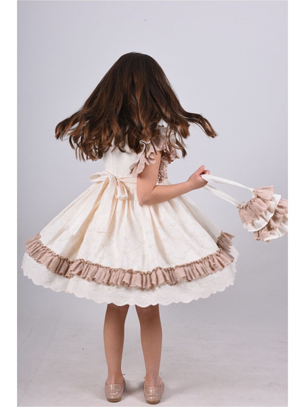 Ekru Kız Çocuk Kısa Elbise_M2326-6