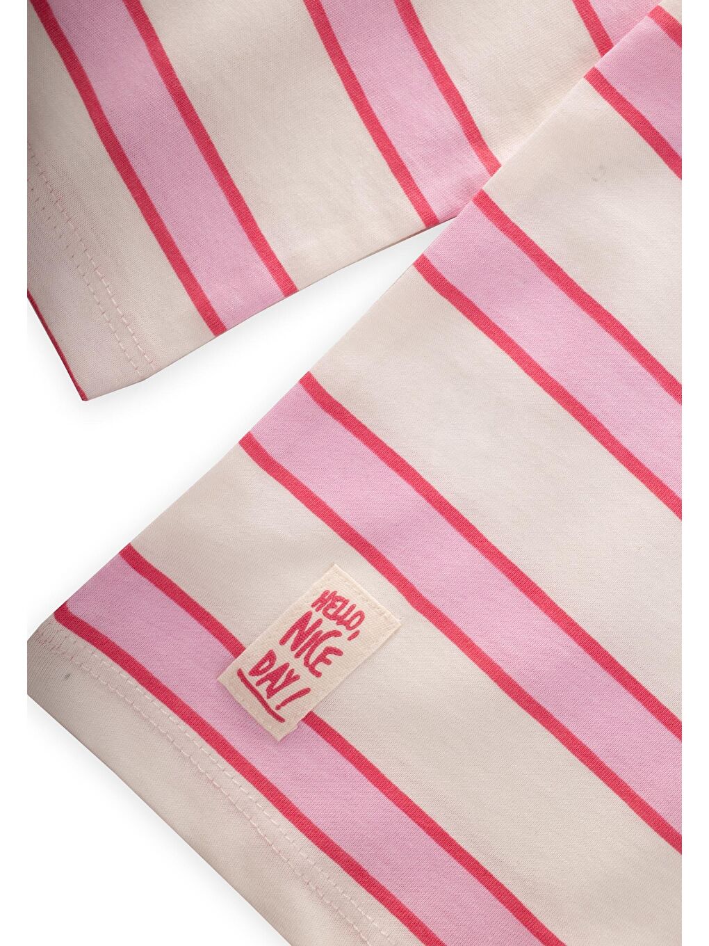 Çizgili Uzun Kollu T-Shırt Takım 2-12 Yaş Fuşya Pembe Çizgili-2