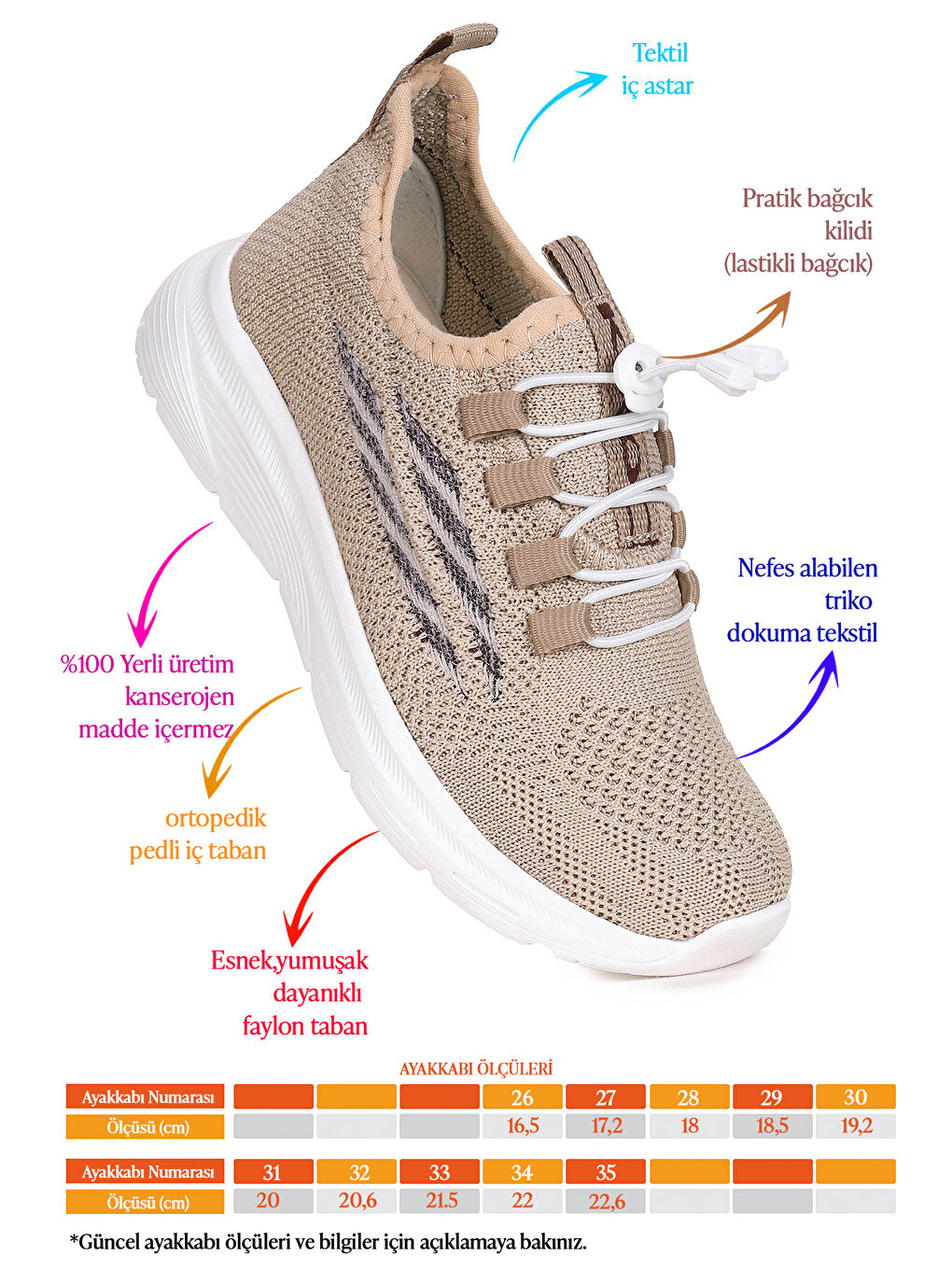 Bej Dunca Fileli Faylon Taban Kız Çocuk Spor Ayakkabı-1