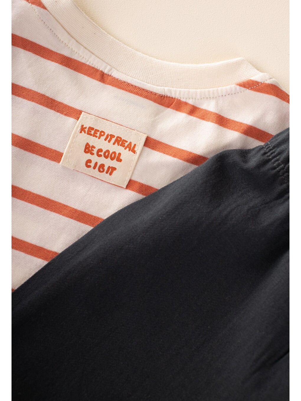 Oversize T-shirt Geniş Kesim Pantolon Takım 2-10 Yaş Turuncu Çizgili-2