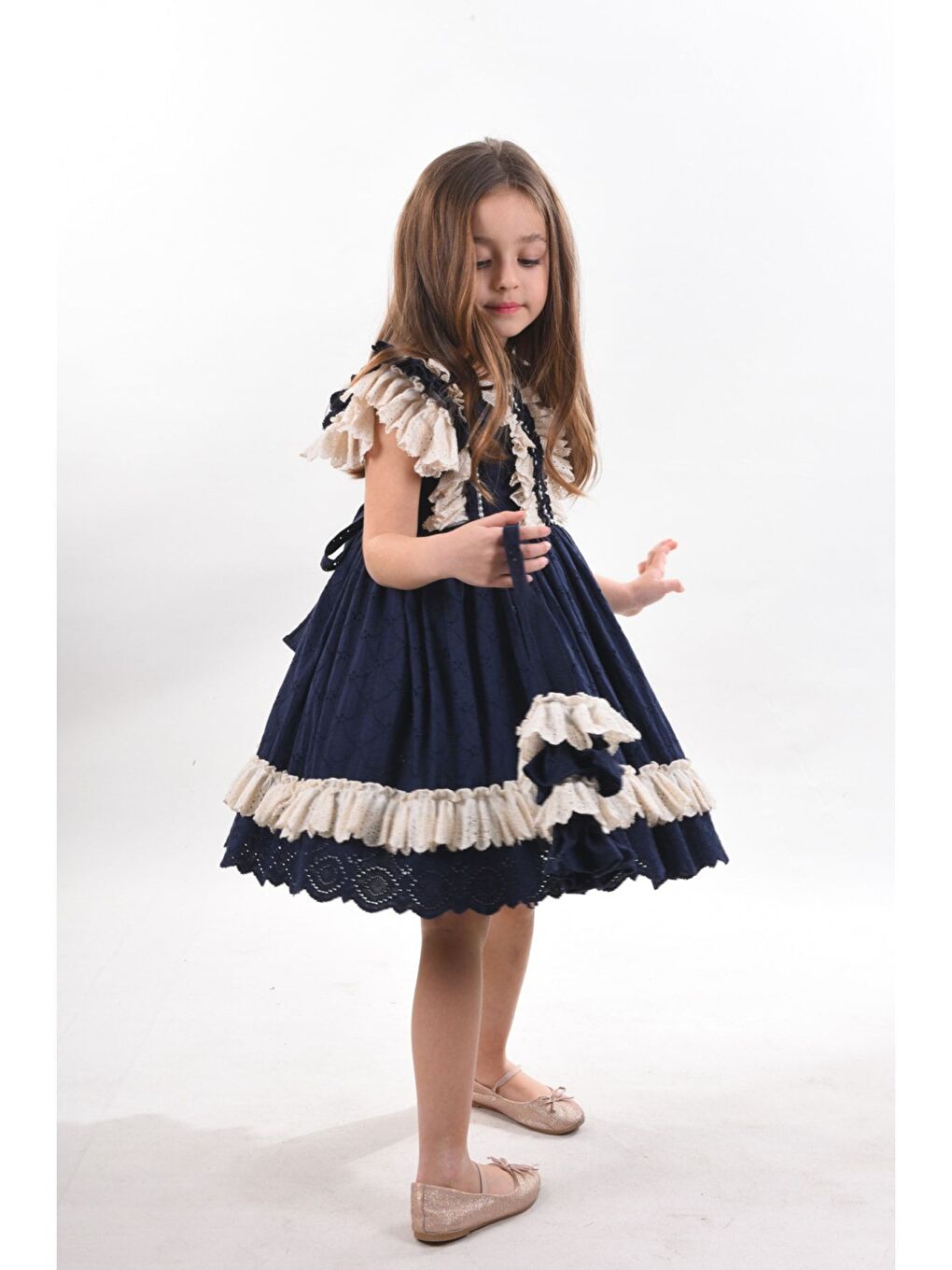Lacivert Kız Çocuk Kısa Elbise_M2326-3