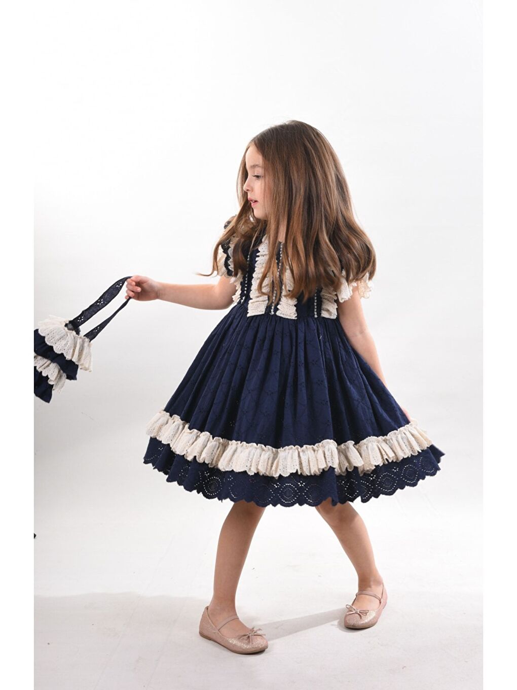 Lacivert Kız Çocuk Kısa Elbise_M2326-4