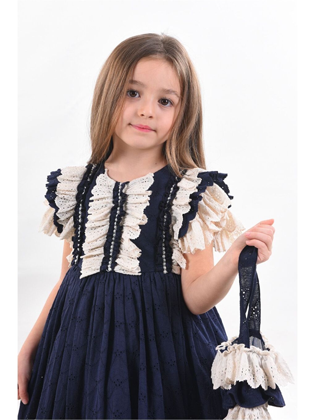 Lacivert Kız Çocuk Kısa Elbise_M2326-5