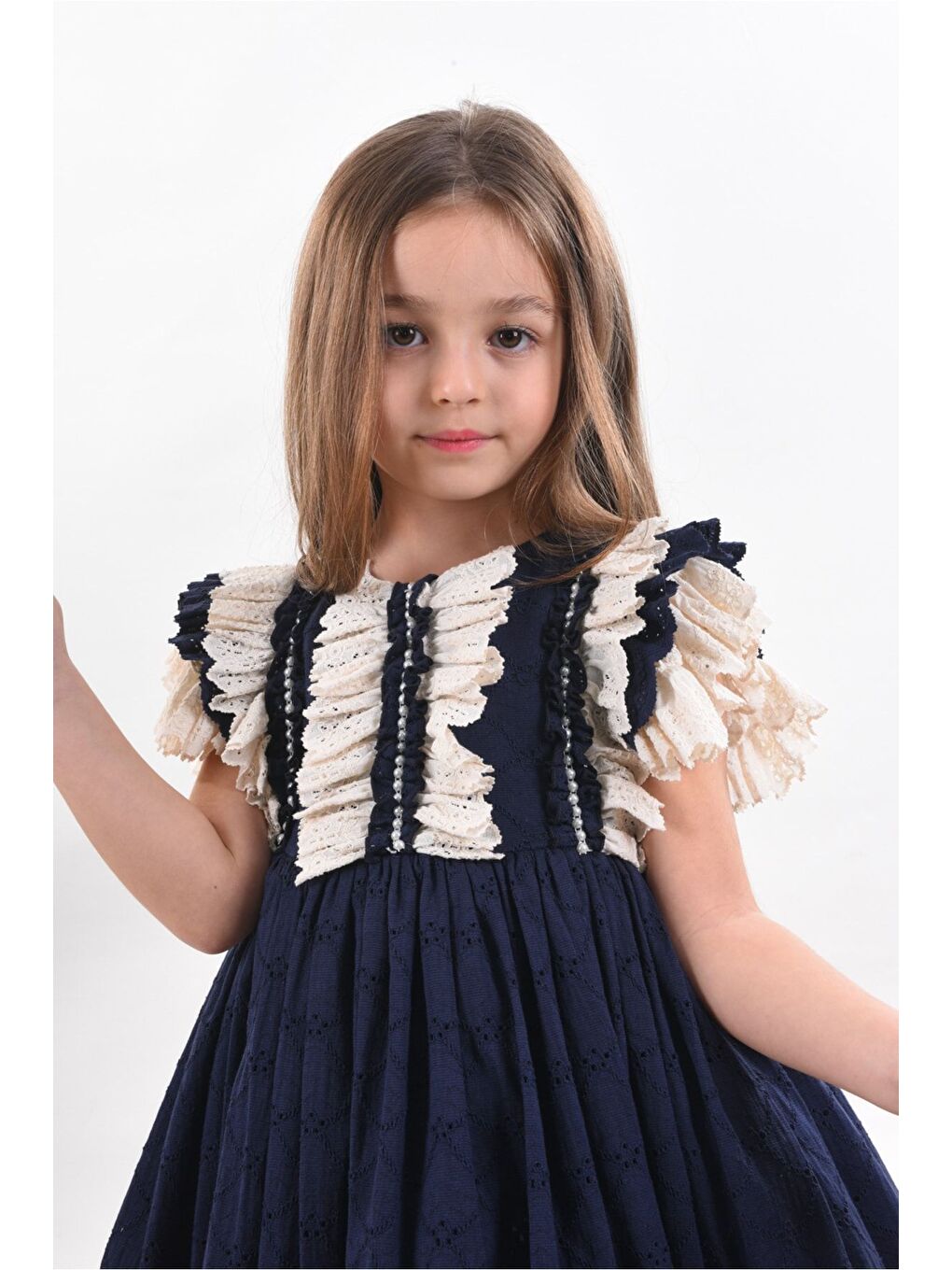 Lacivert Kız Çocuk Kısa Elbise_M2326-7