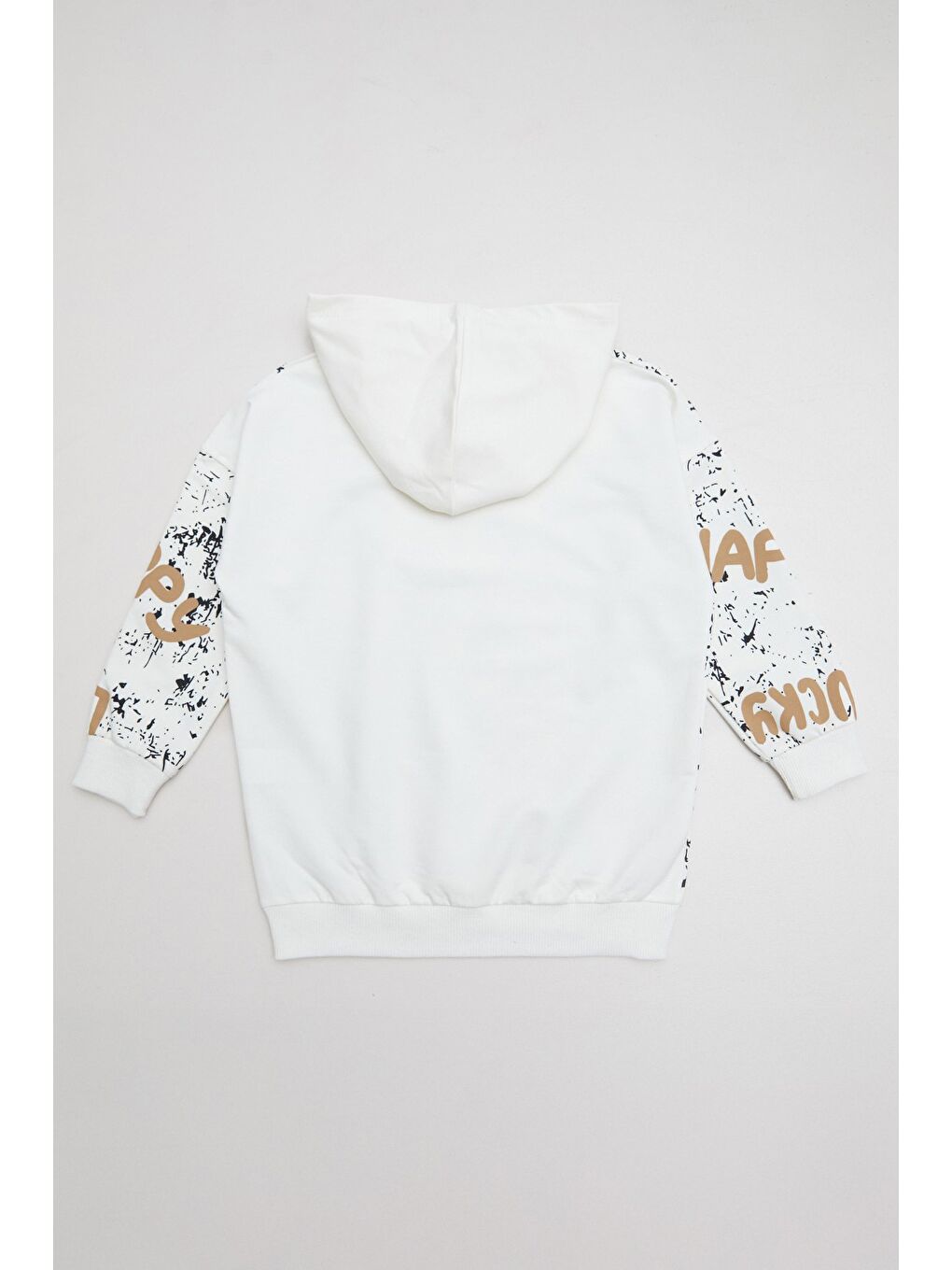 Bej Baskılı Kapüşonlu 2 Li Erkek Çocuk Takım-2