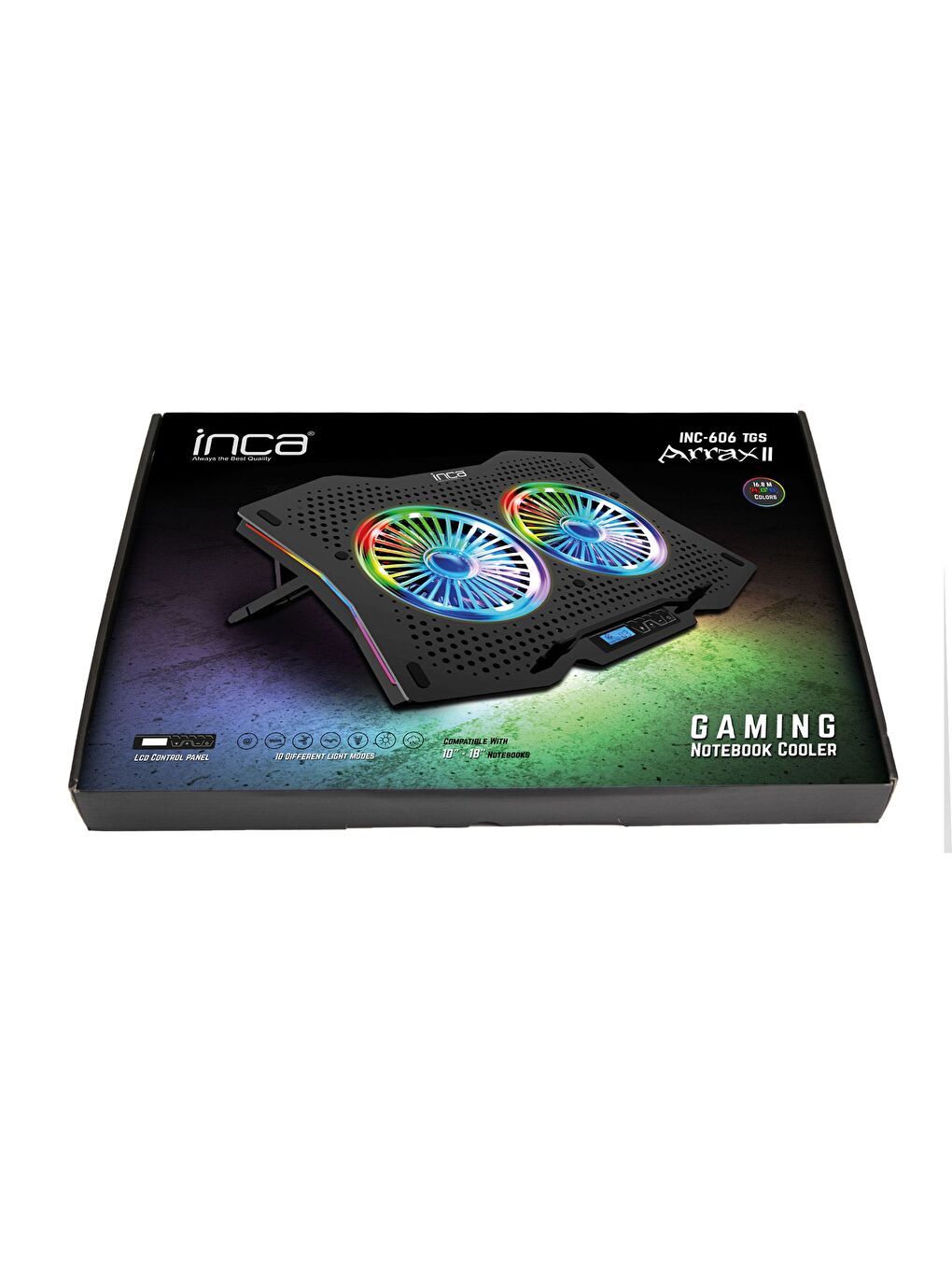 Siyah INC-607 Gms Arrax Iı 2x RGB Fan 10"-18" Gaming Notebook Soğutucu-3