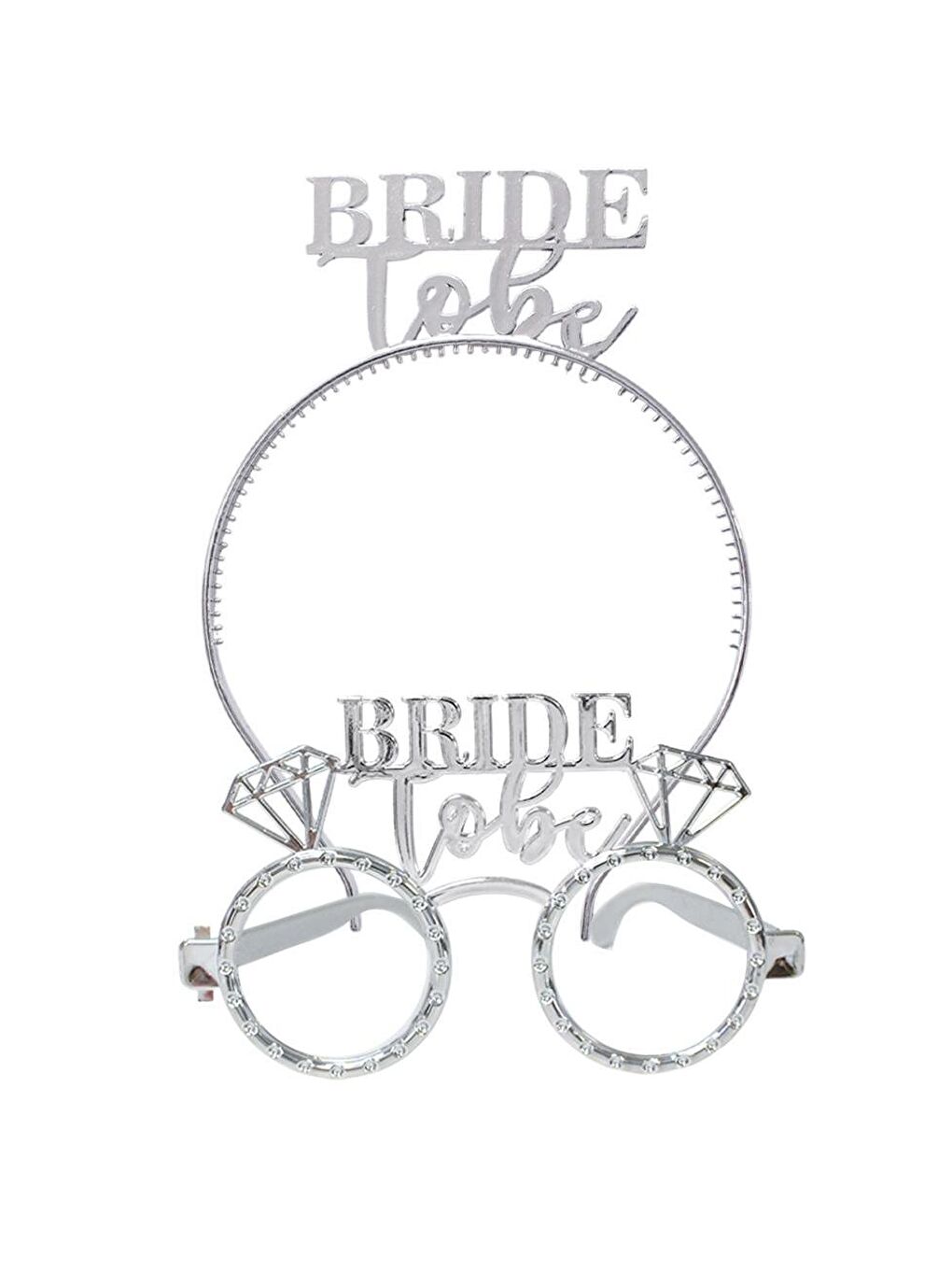 Gri Bride To Be Taç Gözlük Set Bekarlığa Veda Parti Aksesuarı Gümüş-3