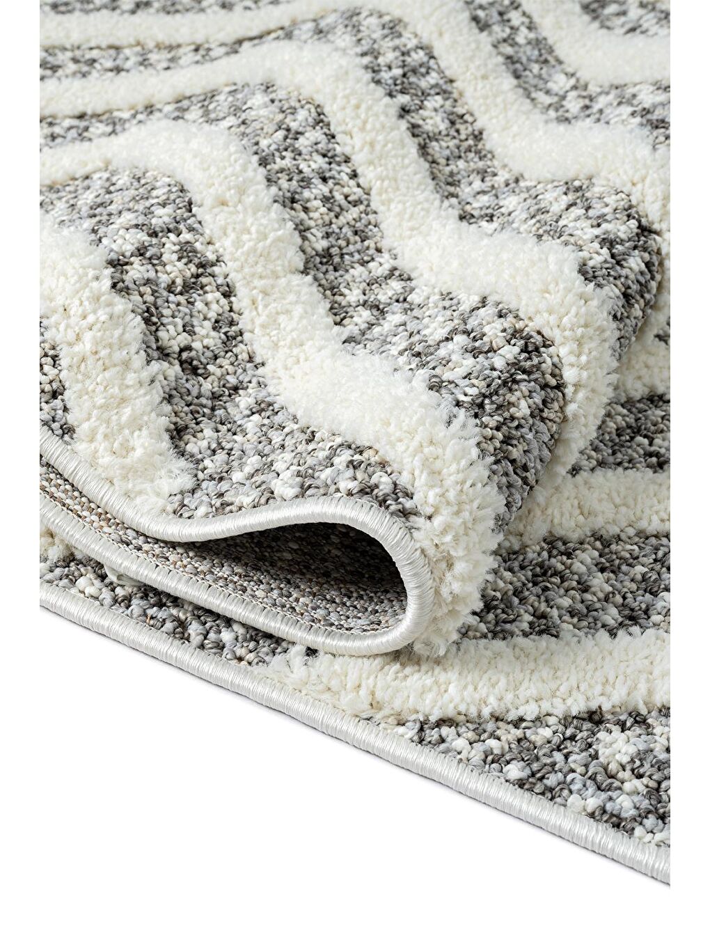 Ekru Sevilla 5506 Bukle Yumuşak Örgü Modern Dokuma Halı-120x180 cm-1