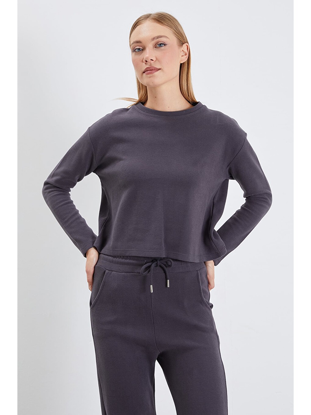 Gri Basic Bisiklet Yaka 2 Li Takım-3