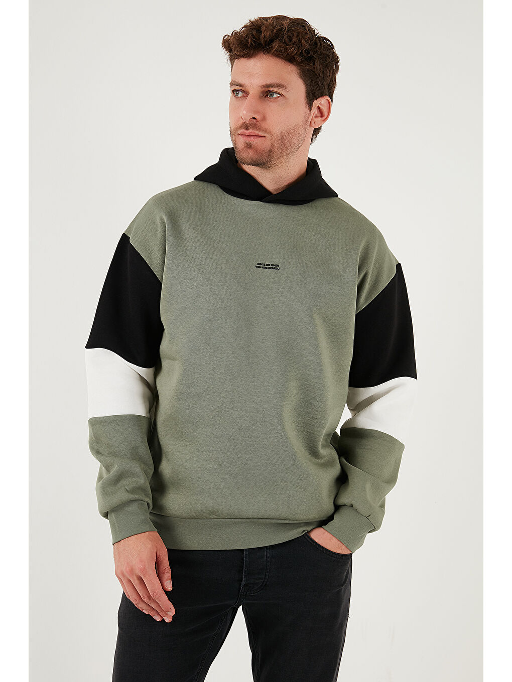 Haki Pamuklu Relaxed Fit Kapüşonlu İçi Tüylü Yumuşak Şardonlu 2' li Paket Sweat 5905299S2-1