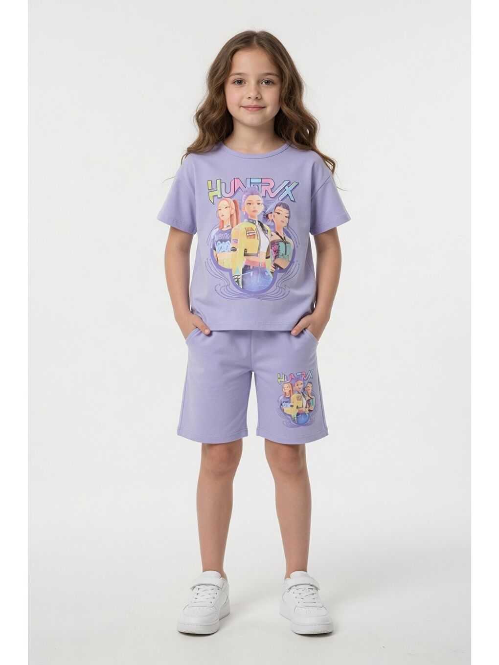 Lila Girls Baskılı Kız Çocuk Şortlu Tişörtlü 2li Takım 23855