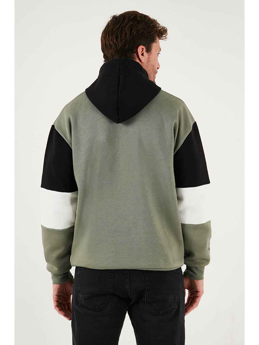 Haki Pamuklu Relaxed Fit Kapüşonlu İçi Tüylü Yumuşak Şardonlu 2' li Paket Sweat 5905299S2-3