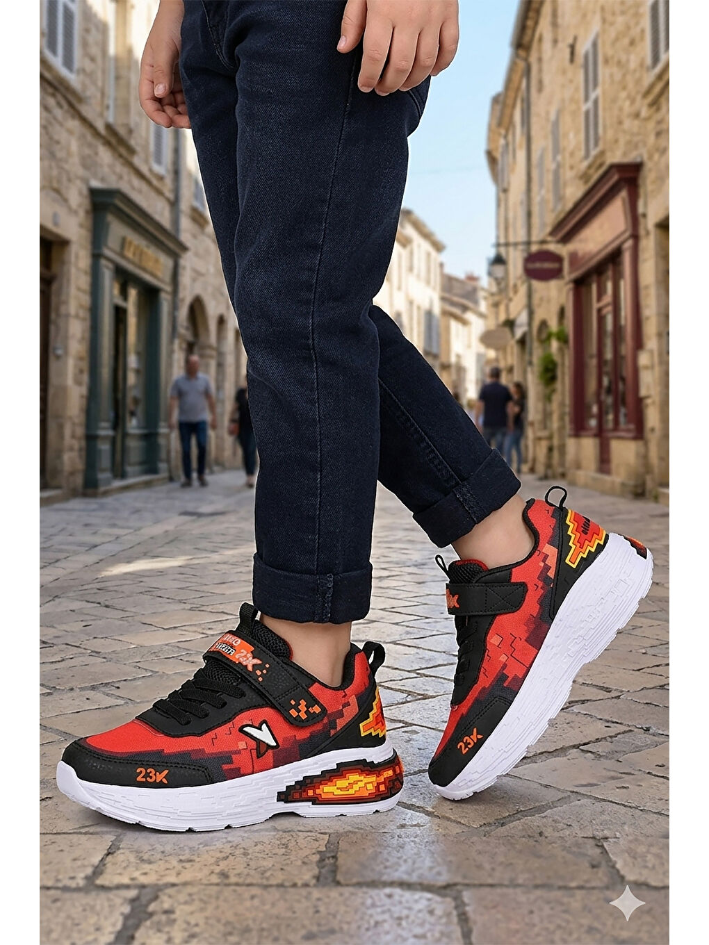 Siyah Craft Günlük Cırtlı Erkek Çocuk Spor Ayakkabı-2