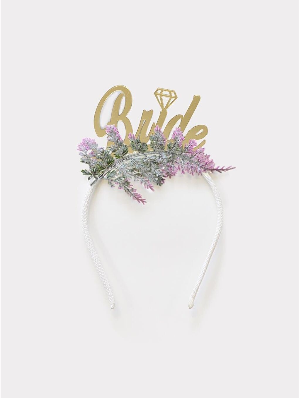 Gri Bride Altın Pleksi Taç Lavanta Çiçekli Bekarlığa Veda Parti Tacı-1