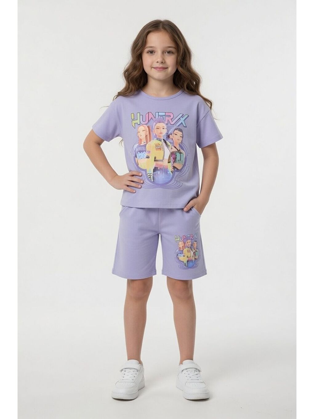 Lila Girls Baskılı Kız Çocuk Şortlu Tişörtlü 2li Takım 23855-1