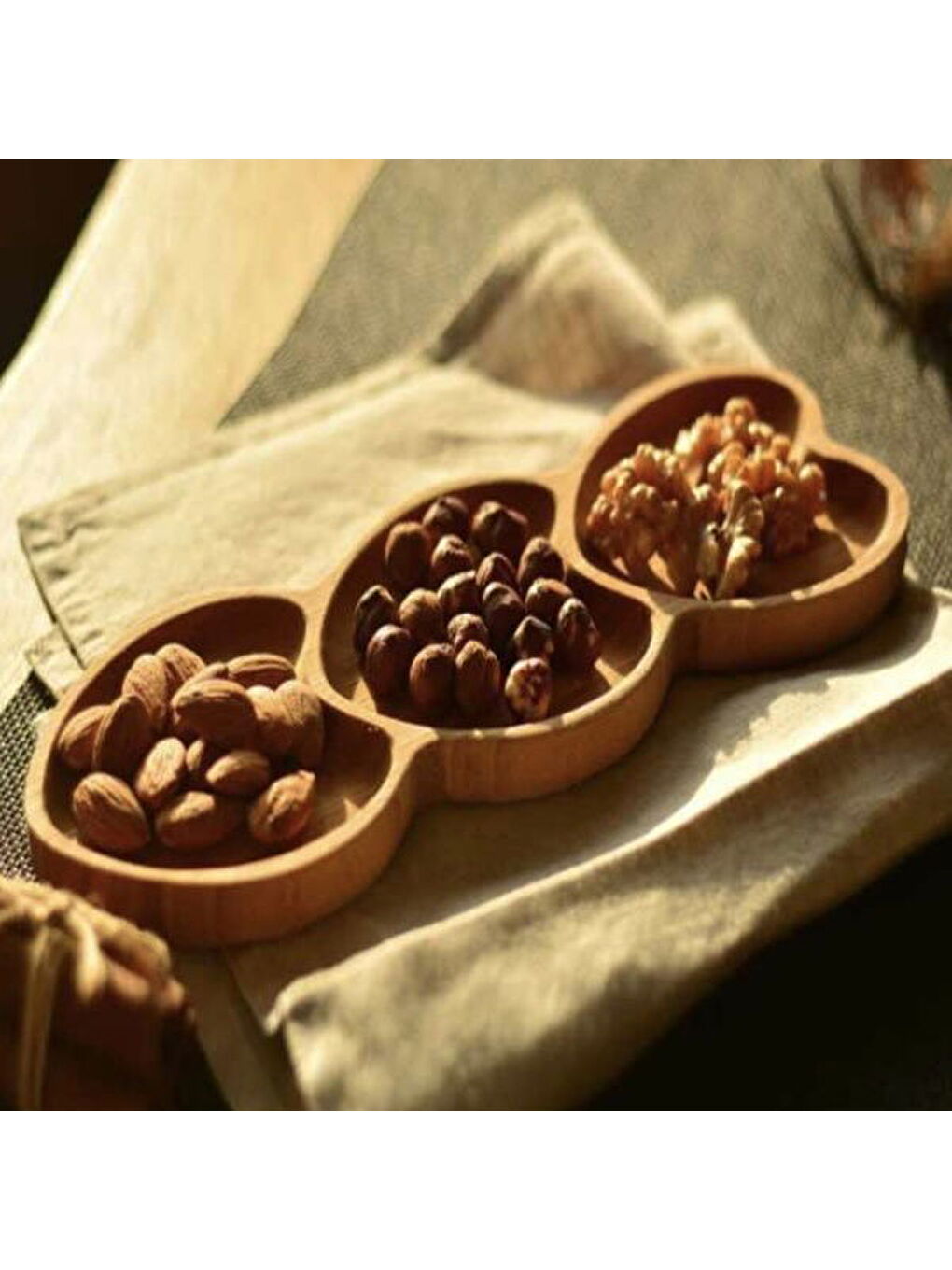 Amor 3 Bölmeli Kalp Çerezlik - Açık Kahverengi - 27 cm