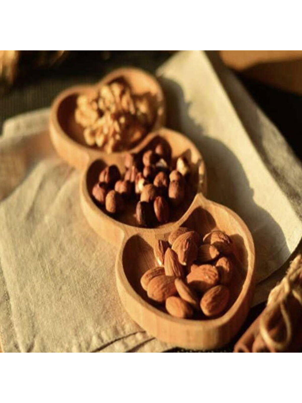 Amor 3 Bölmeli Kalp Çerezlik - Açık Kahverengi - 27 cm-1