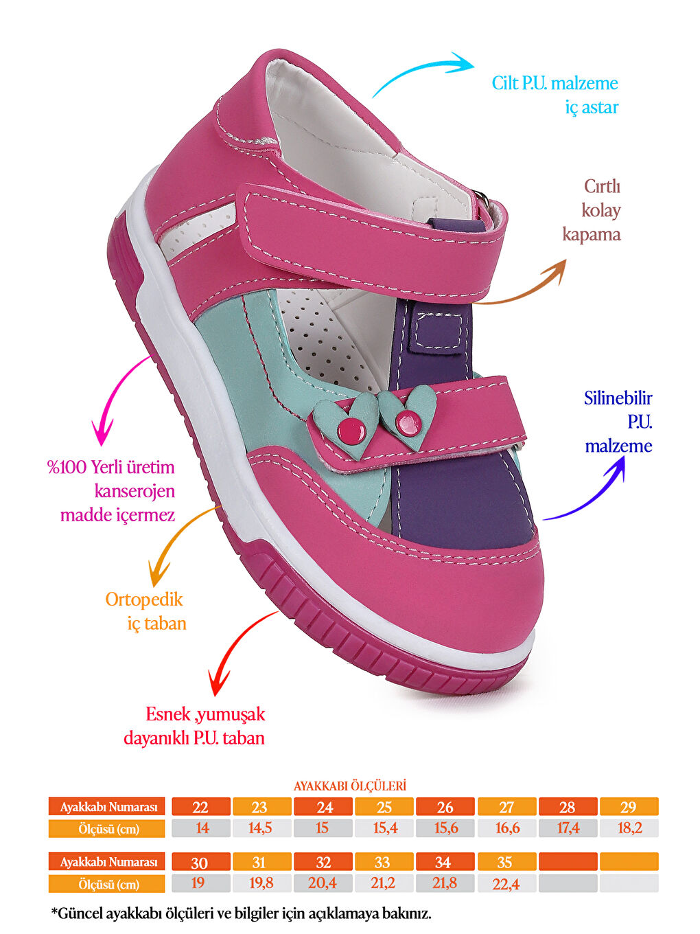 Fuşya Kalpli Kız Bebek Günlük Ayakkabı-1